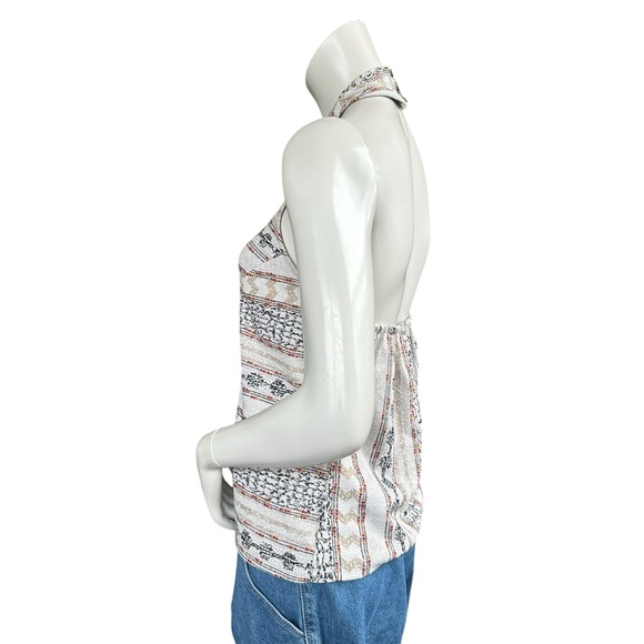 Anthropologie Leanne Jacquard Cream Multicolor Cross Front Halter Top Size XS - Picture 6 of 10